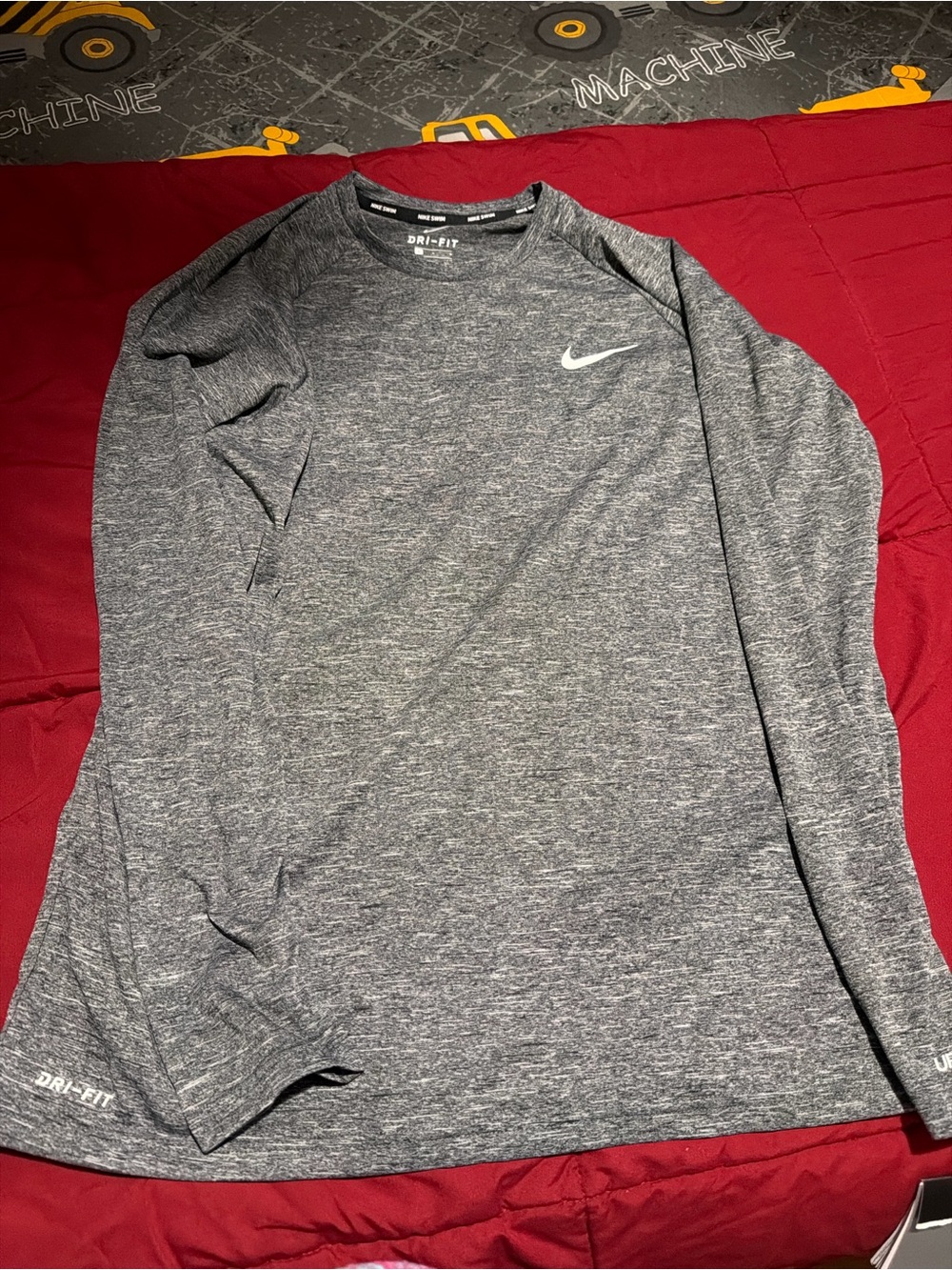 Nike Men's Long Sleeve Dri-FIT Heather Gray Performance Top